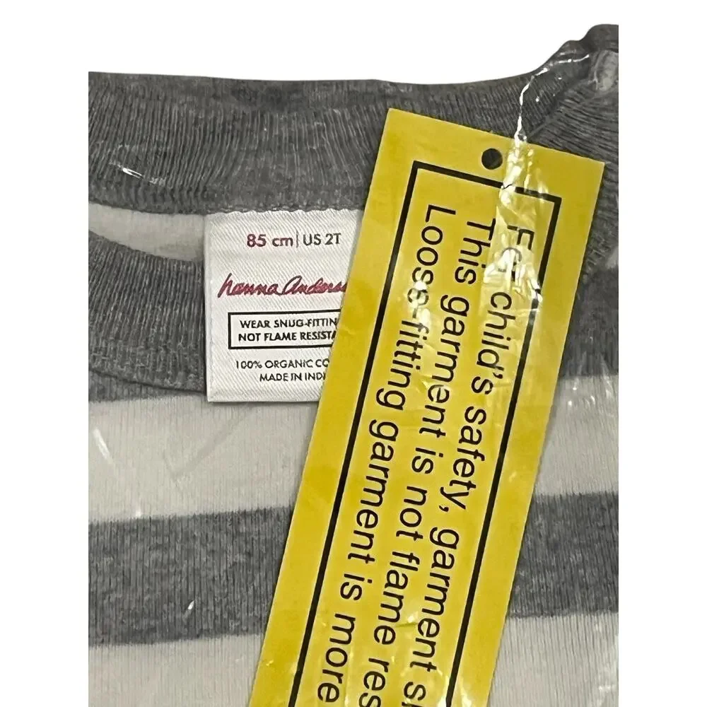Hanna Andersson NWT Gray Striped Short John Pajama Set. Size 2